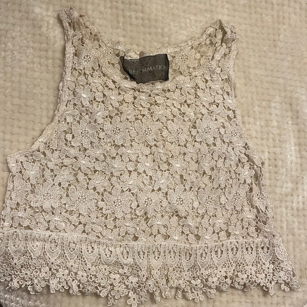 Reformation Lace Crochet Crop Top XS